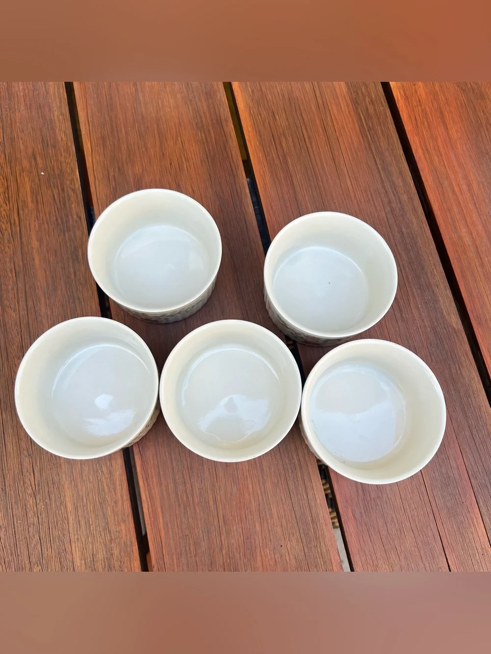 Countryside Stoneware Collection Floral Round Ribbed Ramekins Set of Five Japan